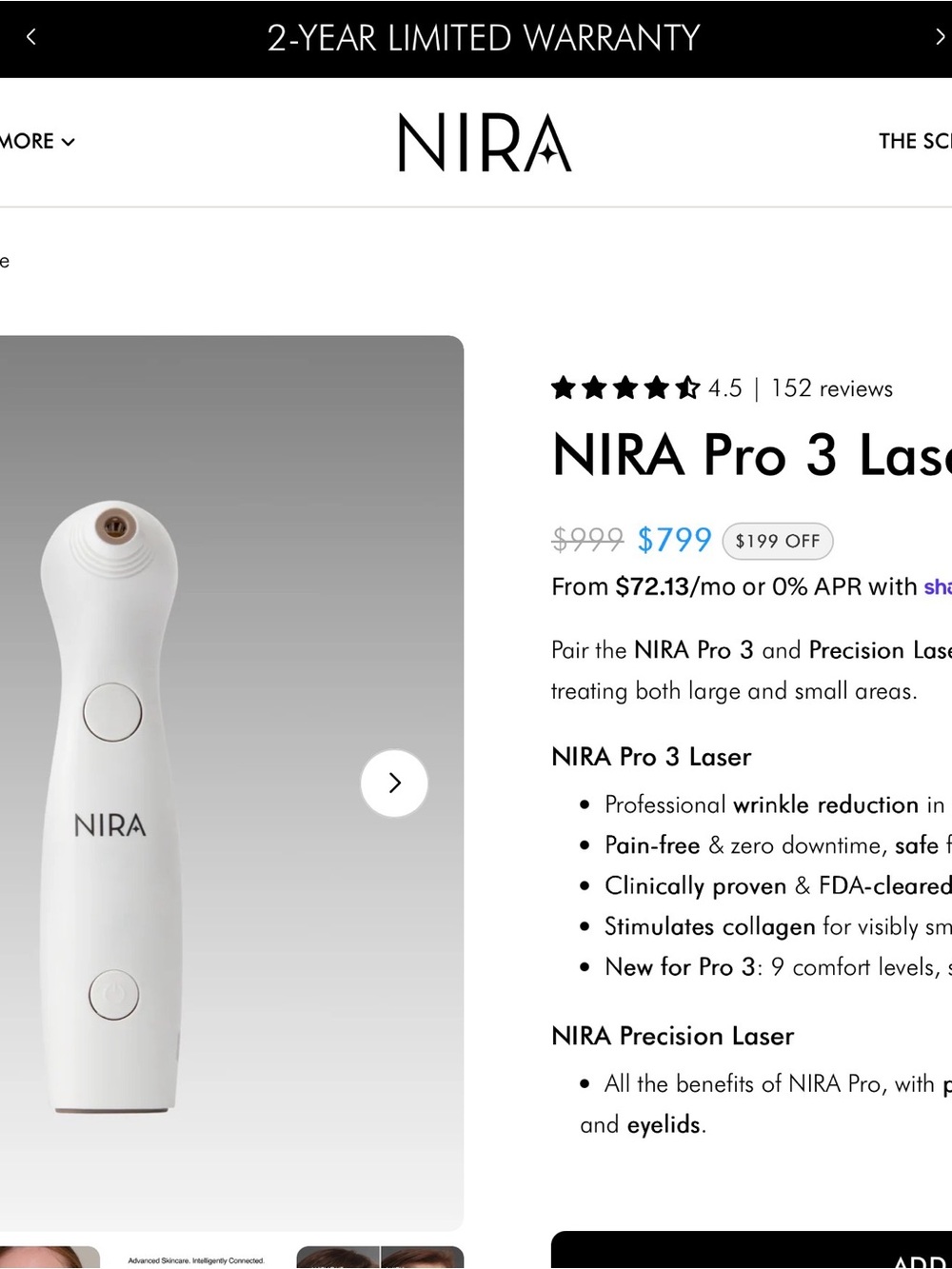 NIRA Pro and Precision Laser Skincare Devices
